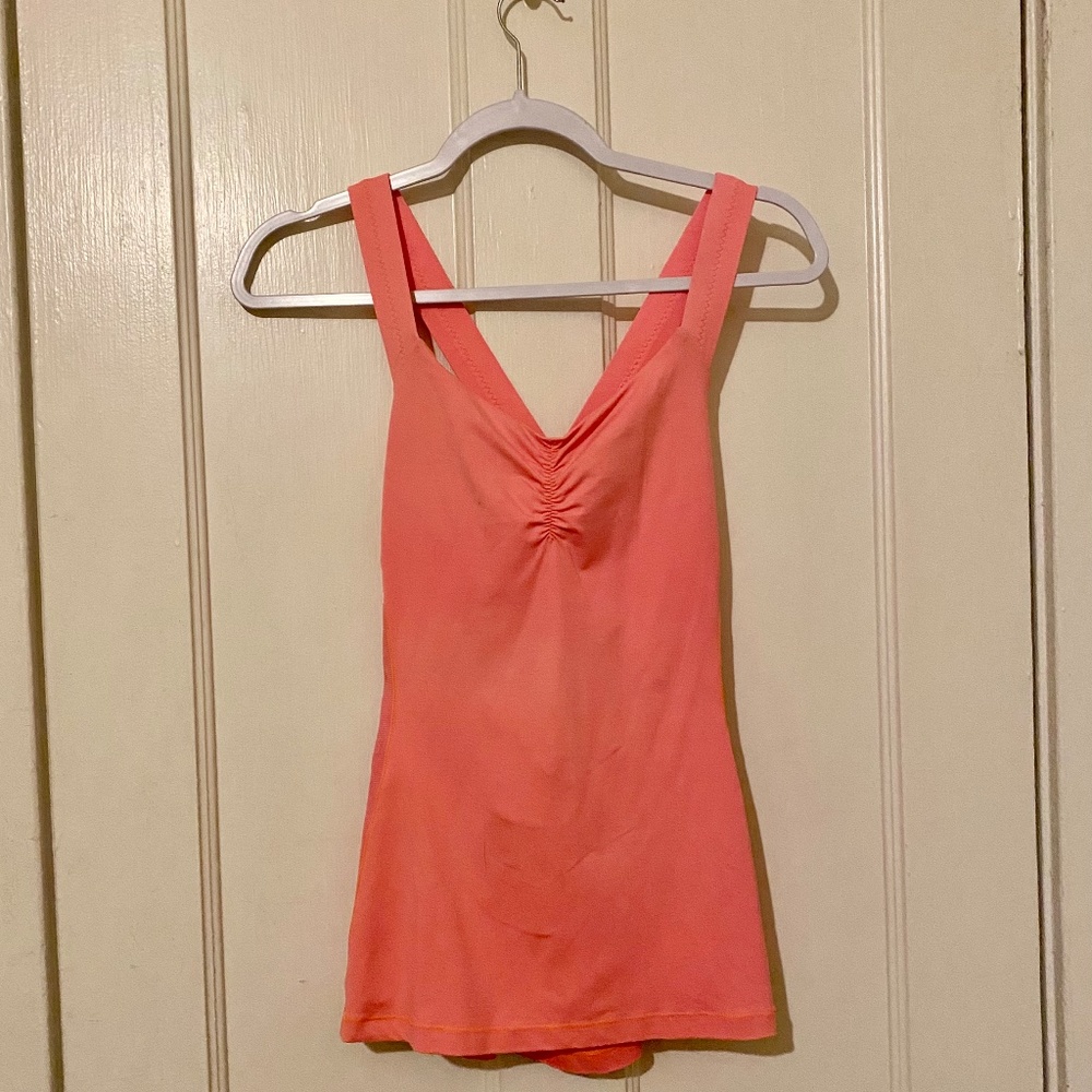 Lululemon Neon Orange Sweetheart Workout Tank Top